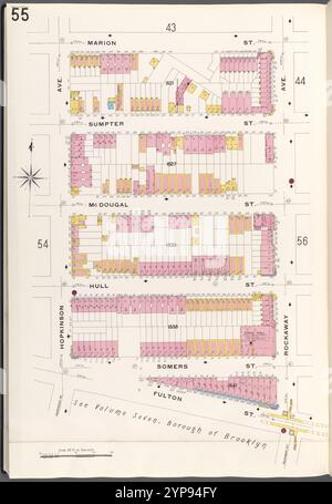 Brooklyn V. 5, Plate No. 55 [Karte begrenzt durch Marion St., Rockaway Ave., FultonSt., Hopkinson Ave.] 1884 - 1936 Stockfoto