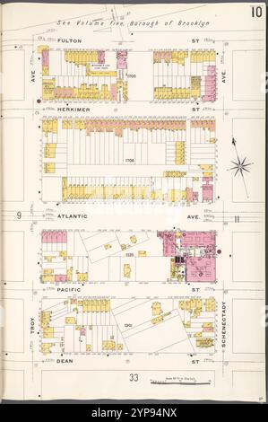 Brooklyn V. 7, Platte Nr. 10 [Karte begrenzt durch Fulton St., Schenectady Ave., Dean St., Troy Ave.] 1884 - 1936 Stockfoto