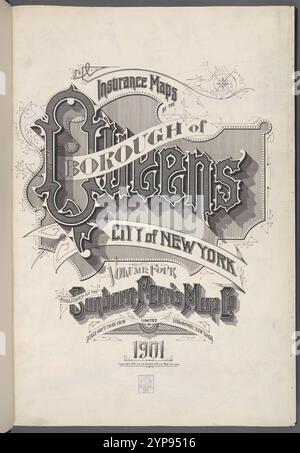 Versicherungskarten des Borough of Queens, New York, Band 4. Veröffentlicht von der Sanborn-Perris Map Co. Limited. Skala 60 Fuß Bis zu einem Zoll. 11, Broadway, New York. 1901. 1884 - 1936 Stockfoto