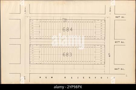 Central Park Planungskarte: Begrenzt durch 98th Street, 6th Avenue, 96th Street und 7th Avenue 1853 Stockfoto