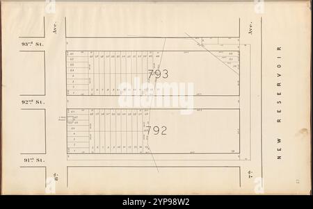 Central Park Planungskarte: Begrenzt durch 93rd Street, 7th Avenue, 91st Street und 8th Avenue 1853 Stockfoto