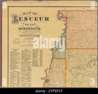 Landkarte von LeSueur County, Minnesota: Erstellt aus aktuellen Umfragen und den Countys Aufzeichnungen 1880 von Warner & Foote Stockfoto