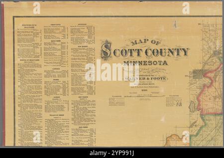 Karte von Scott County, Minnesota: Erstellt aus aktuellen Umfragen und den County-Aufzeichnungen 1880 von Warner & Foote Stockfoto