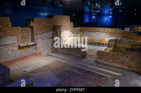 Brescia, Italien. Santa Giulia Museum, UNESCO-Weltkulturerbe. Die Überreste der Ortaglia Domus, ein altes römisches Haus mit wunderschönen Mosaiken. Stockfoto