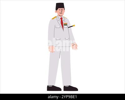 Soekarno Bung Karno Indonesien erster Präsident verkündet Unabhängigkeit Krieger Held Politiker Führer historisches patriotisches Sukarno Icon Set Design Stock Vektor