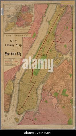 Rand, McNally & Co.'s neue handliche Karte von New York City 1908 von Rand McNally and Company Stockfoto