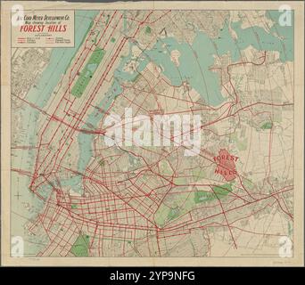 Die Karte von Cord Meyer Development Co. Zeigt den Standort von Forest Hills 1908 von August R. Ohman & Co Stockfoto
