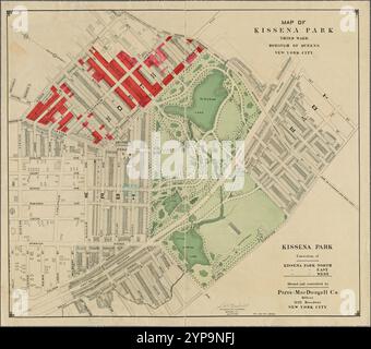 Karte von Kissena Park, Third Ward Borough of Queens, New York City 1908 Stockfoto
