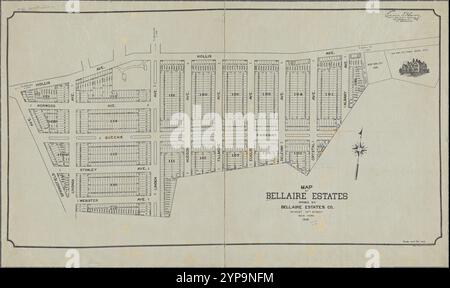 Karte von Bellaire Estates : im Besitz von Bellaire Estates Co. 45 West 34th Street New York, 1908 1908 Stockfoto
