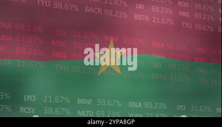 Bild der Börsendaten über der Flagge Burkina Faso Stockfoto