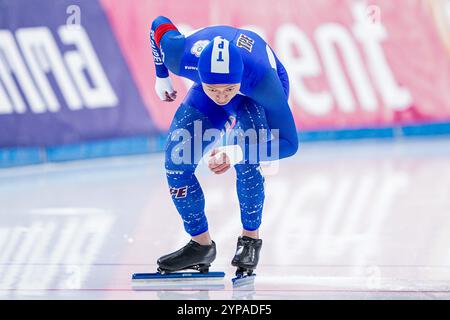 Peking, China. November 2024. PEKING, CHINA - 29. NOVEMBER: Wei-Lin Tai aus Chinesisch Taipeh tritt am 29. November 2024 in Peking, China auf der 500-m-Division B der Männer während des ISU World Cup Speed Skating 2 an der National Speed Skating Oval an (Foto: Andre Weening/Orange Pictures) Credit: Orange Pics BV/Alamy Live News Stockfoto