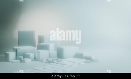 Abstrakte Würfel isoliert auf weißem Hintergrund 3D-Illustration Stockfoto