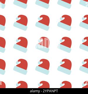 Nahtloses Muster mit Weihnachtsmann-Weihnachtsmütze. Vektorabbildung Stock Vektor