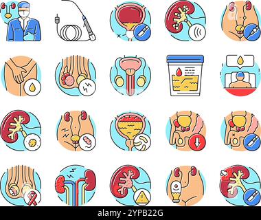 Urologie Prostata Harnniere Icons Set Vektor Stock Vektor