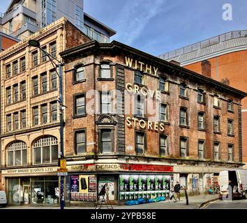 Das berühmte Withy Grove Stores Gebäude im Zentrum von Manchester, Nordwesten Englands, Großbritannien Stockfoto