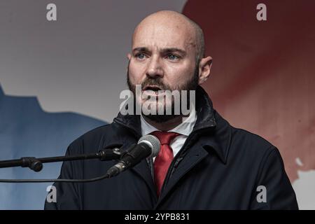 Mailand, Italien. November 2024. Nella foto Luca Stanzioni segretario generale Camera del LavoroMilano - Italia - Cronaca Venerd&#xec;, 29 Novembre, 2024 (Foto di Marco Ottico/Lapresse) Cgil und UIL Prozession anlässlich des Generalstreiks Mailand, Italien - Nachrichten Freitag, 29. November 2024 (Foto von Marco Ottico/Lapresse) Credit: LaPresse/Alamy Live News Stockfoto