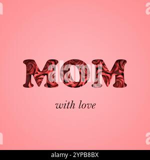 Papierausschnitt Happy Mother's Day Illustration mit Rosen. 3D-Rendering Stockfoto