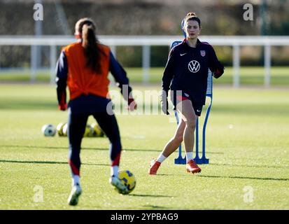 Emily Fox der USA während des Trainings auf dem Tottenham Hotspur Training Ground, London. Bilddatum: Freitag, 29. November 2024. Stockfoto