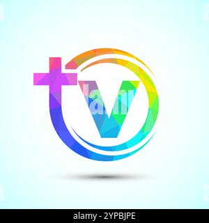 Englisches Alphabet mit Kreuzlogo. Das Jesuskreuz-Logo für die christliche Kirche Stock Vektor