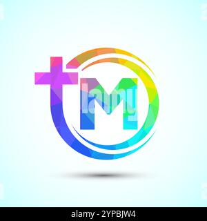 Englisches Alphabet mit Kreuzlogo. Das Jesuskreuz-Logo für die christliche Kirche Stock Vektor