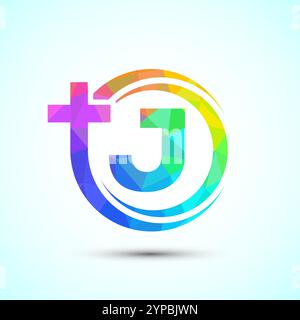 Englisches Alphabet mit Kreuzlogo. Das Jesuskreuz-Logo für die christliche Kirche Stock Vektor