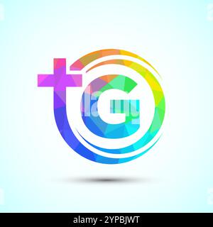 Englisches Alphabet mit Kreuzlogo. Das Jesuskreuz-Logo für die christliche Kirche Stock Vektor