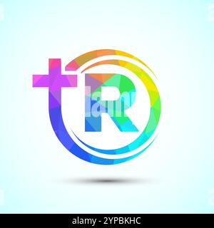 Englisches Alphabet mit Kreuzlogo. Das Jesuskreuz-Logo für die christliche Kirche Stock Vektor