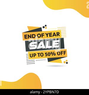 Werbebanner zum Jahresende 50 % Rabatt auf das Bannerdesign. Stock Vektor