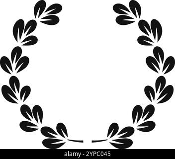 Die symmetrische Anordnung stilisierter Lorbeerblätter schafft einen kreisförmigen Rahmen, der für Auszeichnungen, Embleme oder dekorative Zwecke geeignet ist und Konzepte von Sieg, Ehre und Leistung verkörpert Stock Vektor