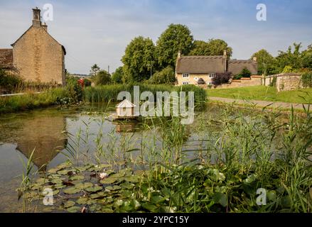 Großbritannien, England, Rutland, Barrowden, Dorfteich Stockfoto