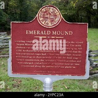 Emerald Mound, eine historische Stätte der Plaquemine-Kultur in der Nähe von Natchez, Mississippi, USA Stockfoto