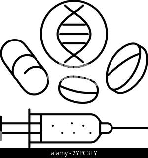 Gentherapie Kryptogenetik Linie Symbol Vektor Illustration Stock Vektor