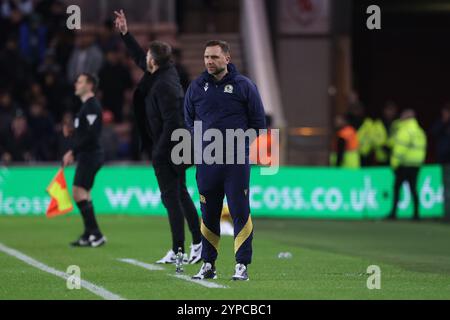 John Eustace, Manager der Blackburn Rovers, sieht sich beim Sky Bet Championship-Spiel zwischen Middlesbrough und Blackburn Rovers am Mittwoch, den 27. November 2024, im Riverside Stadium in Middlesbrough an. (Foto: Mark Fletcher | MI News) Credit: MI News & Sport /Alamy Live News Stockfoto