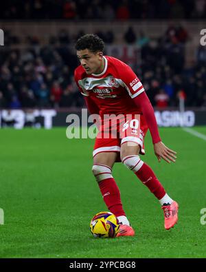 Middlesbrough's Neto Borges in Aktion während des Sky Bet Championship-Spiels zwischen Middlesbrough und Blackburn Rovers im Riverside Stadium, Middlesbrough am Mittwoch, den 27. November 2024. (Foto: Mark Fletcher | MI News) Credit: MI News & Sport /Alamy Live News Stockfoto