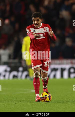 Middlesbrough's Neto Borges in Aktion während des Sky Bet Championship-Spiels zwischen Middlesbrough und Blackburn Rovers im Riverside Stadium, Middlesbrough am Mittwoch, den 27. November 2024. (Foto: Mark Fletcher | MI News) Credit: MI News & Sport /Alamy Live News Stockfoto