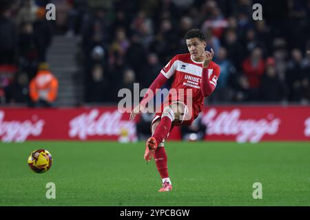 Middlesbrough's Neto Borges in Aktion während des Sky Bet Championship-Spiels zwischen Middlesbrough und Blackburn Rovers im Riverside Stadium, Middlesbrough am Mittwoch, den 27. November 2024. (Foto: Mark Fletcher | MI News) Credit: MI News & Sport /Alamy Live News Stockfoto