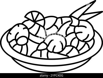 Pad thai Cuisine Linie Symbol Vektor Illustration Stock Vektor