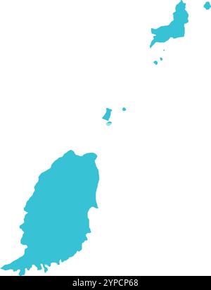 Grenada KARTE in Blau, Ländergrenze, Grenada Karte, Grenzlinie Grenada, geografische Karte Stock Vektor