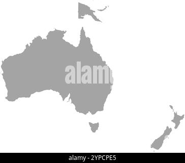 Australien und Ozeanien graue KARTE in Blau, Country Border, Australien und Ozeanien graue Karte, Grenzlinie von Australien und Ozeanien grau, geografische Karte Stock Vektor