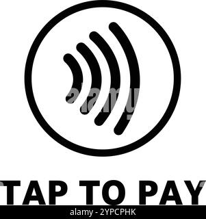 Tippen Sie auf das Bezahlzeichen, Symbol für NFC-Zahlung, kontaktloses Bezahlen, Symbol für drahtloses Bezahlen, NFC-Technologie, Symbol für Kartenzahlung, Smartphone-Zahlung Stock Vektor
