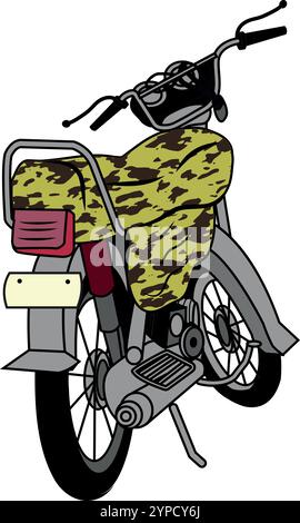 Pakistan Honda CD 70 Fahrrad Motorrad, Vektor-Illustration mit isoliertem Hintergrund. Illustrationsvektorgrafik des Vintage-motorrads. Rotes Motorrad. Stock Vektor
