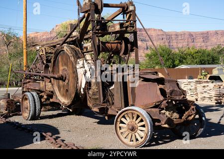 Schöne rostende alte amerikanische Industrietechnologie Stockfoto