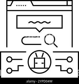 Natürliche Sprachverarbeitung nlp-seo-Liniensymbol-Illustration Stock Vektor