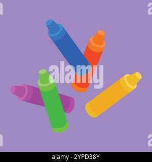 Vektorsymbol für Buntstifte. Buntstifte Farben Illustrationsvektor. Wachsmalstifte Für Kinder Stock Vektor