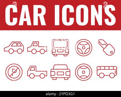 Fahrzeugtransportsymbole legen den Vektor fest. Fahrzeugsymbole. Vektor des Symbols „Transport“ Stock Vektor