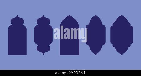 Traditionelle islamische Fensterformen Iconvektor. Symbol für islamische Fenstergruppe Stock Vektor