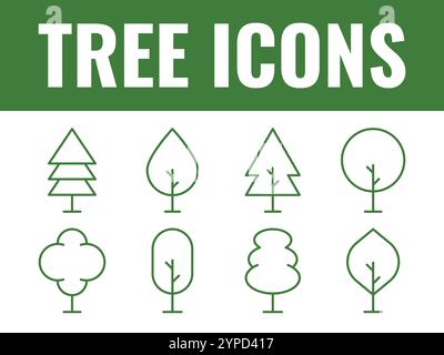 Struktursymbole legen den Vektor fest. Symbolsatz für Baumart. Stock Vektor
