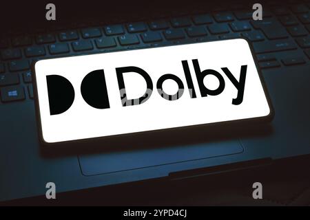 Januar 2024, Brasilien. In dieser Abbildung wird das Dolby Laboratories Logo auf einem Smartphone-Bildschirm angezeigt Stockfoto