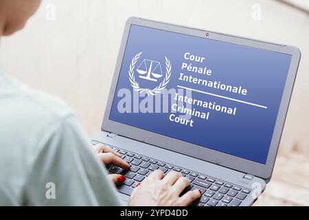 20. Mai 2024, Brasilien. In dieser Abbildung ist das Logo des Internationalen Strafgerichtshofs (ICC) auf einem Laptop-Bildschirm zu sehen Stockfoto