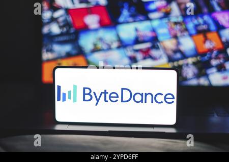 April 2024, Brasilien. In dieser Abbildung wird das ByteDance-Logo auf einem Smartphone-Bildschirm angezeigt Stockfoto